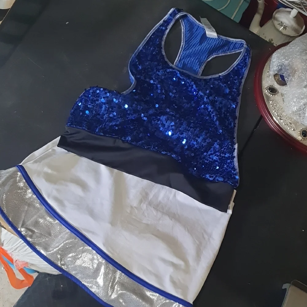 Kids Teen Blue and Silver Sequin Costume